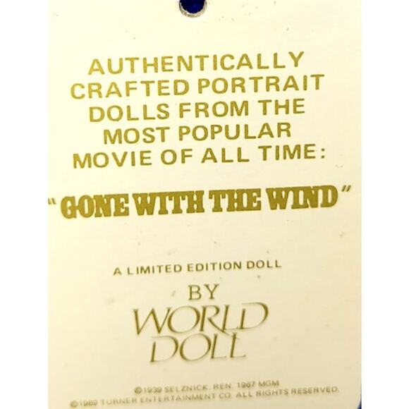 1989 50th Anniversary Gone With The Wind- ASHLEY 71231 Limited Edition - Picture 8 of 8